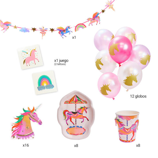 kit partybox fiesta infantil niñas unicornios y hadas